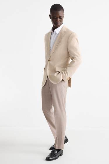 Heren - Broek uit het combi-systeem - slim fit - Flex - geruit - beige