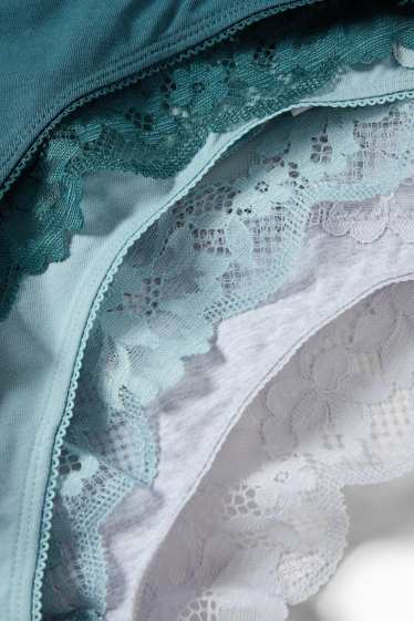 Femei - Multipack 3 perechi - chiloți stil brazilian - alb / turcoaz