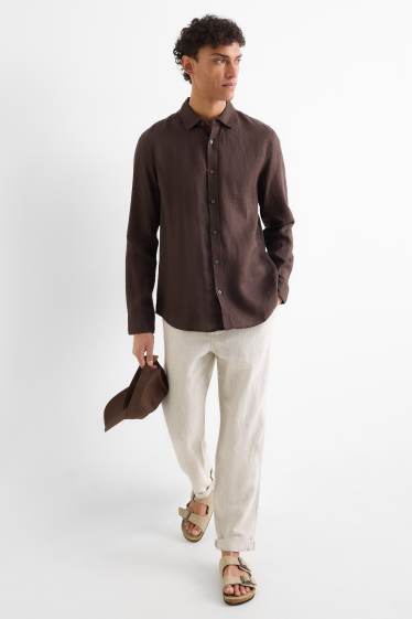 Herren - Chino - Tapered Fit - Leinen-Mix - beige