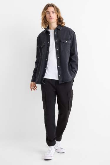 Men - Cargo trousers - relaxed fit - black