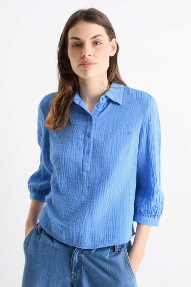 Dona - Brusa de mussolina - blau