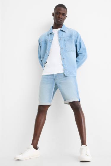 Pánské - Džínové šortky - Flex jog denim - LYCRA® - světle modrá