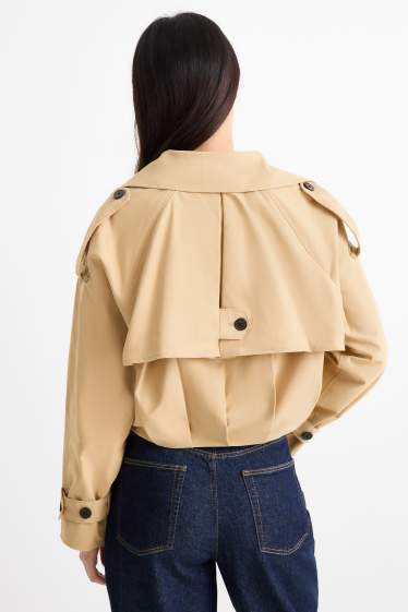 Damen - Crop Trenchcoat - beige