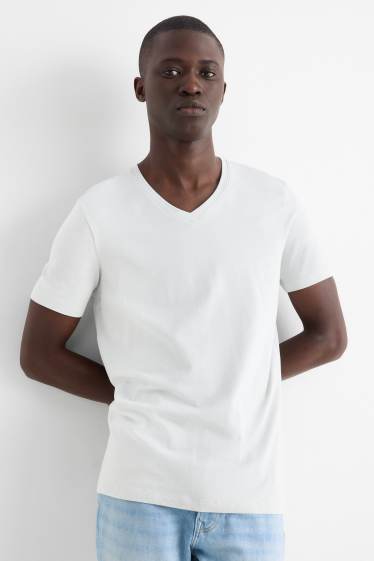 Herren - T-Shirt - Slim Fit - Flex - hellgrau