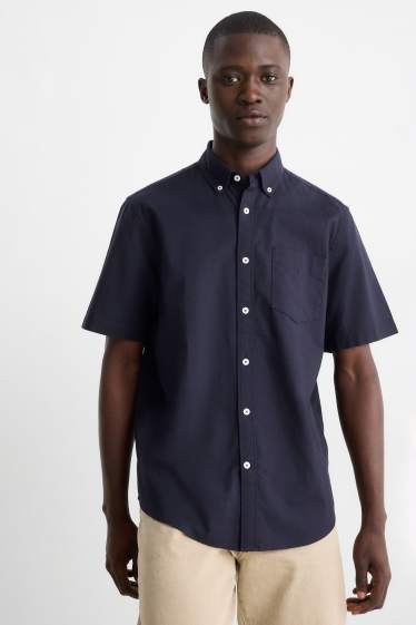 Home - Camisa - regular fit - button-down - blau fosc