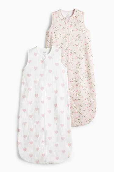 Bébés filles - Lot de 2 - fraise - gigoteuse bébé - 6 à 18 mois - blanc / rose