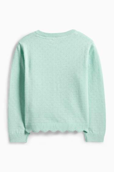 Enfants filles - Gilet en maille - finition texturée - vert menthe