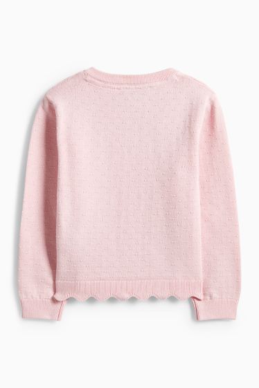 Enfants filles - Gilet en maille - finition texturée - rose