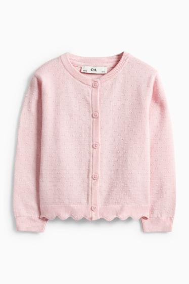 Enfants filles - Gilet en maille - finition texturée - rose