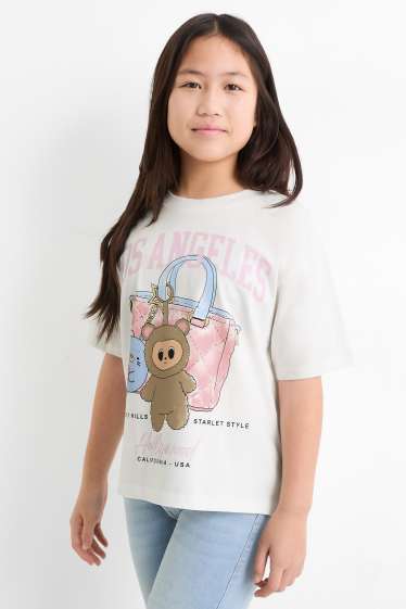 Kinderen: meisjes - T-shirt - crème wit