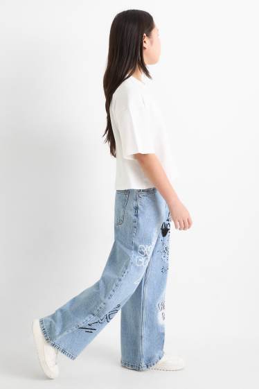Bambine - Graffiti - jeans a gamba larga - jeans azzurro
