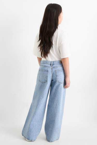 Bambine - Graffiti - jeans a gamba larga - jeans azzurro