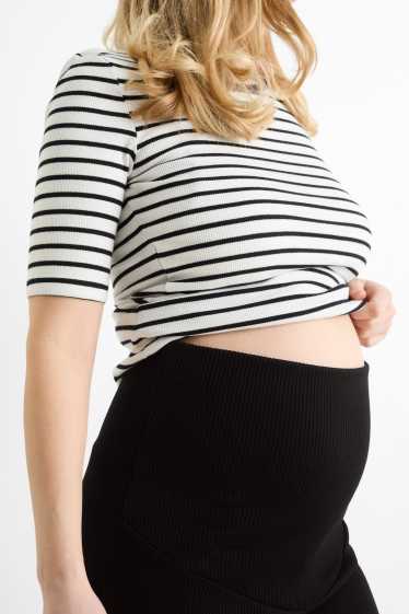 Damen - Jersey-Umstandshose - gerippt - schwarz