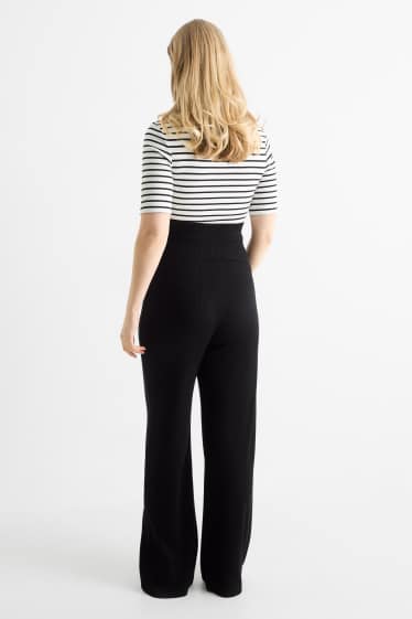 Damen - Jersey-Umstandshose - gerippt - schwarz