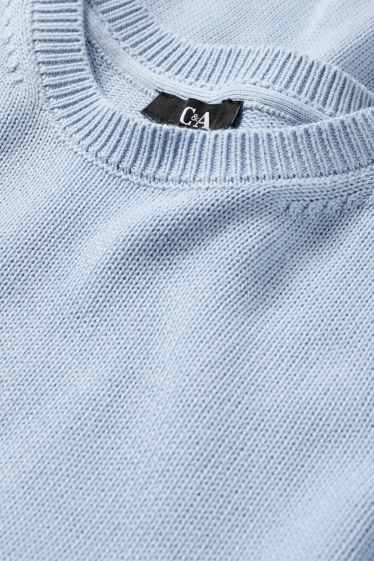 Damen - Strickpullover - kurzarm - hellblau