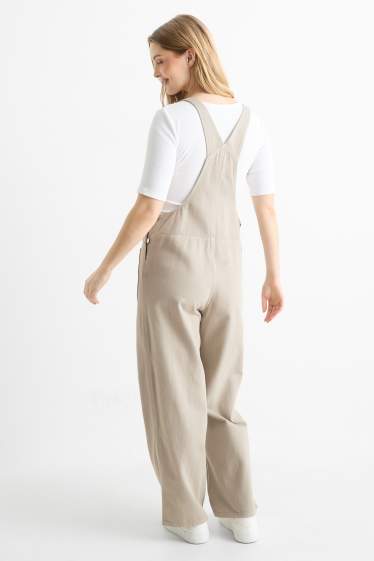 Damen - Umstands-Jeans-Latzhose - beige