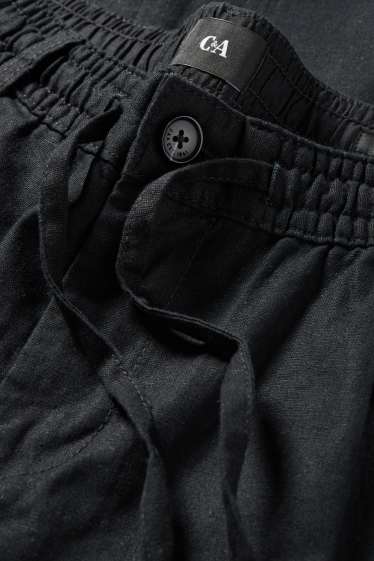Men - Chinos - tapered fit - linen blend - black