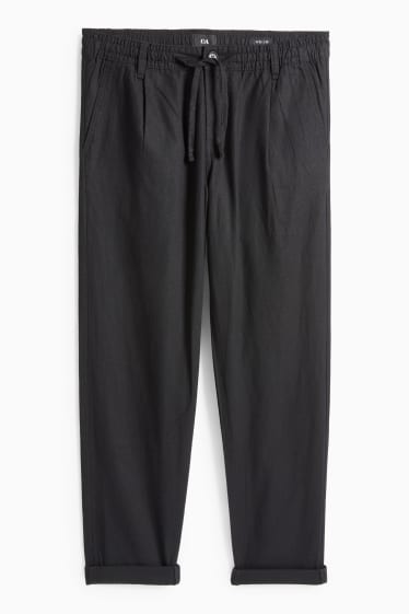 Men - Chinos - tapered fit - linen blend - black