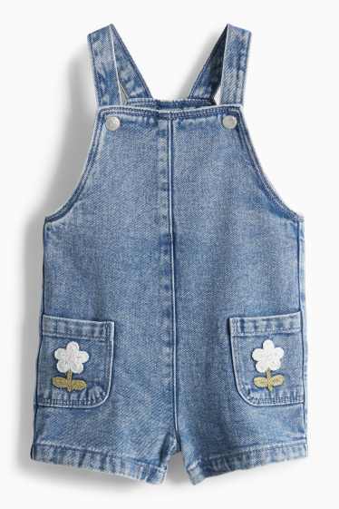 Baby: meisjes - Bloemetje - baby-outfit met haakwerk - 2-delig - wit / blauw