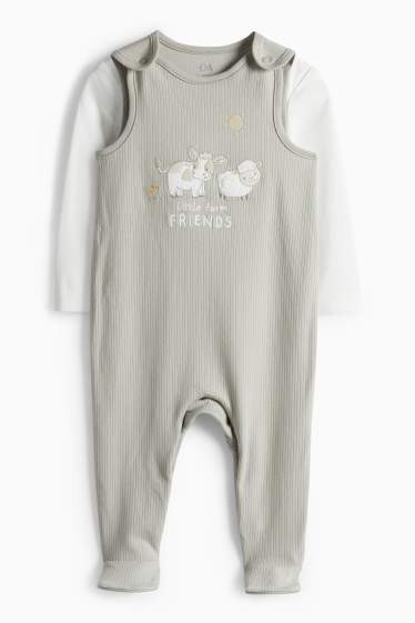 Nadó nen - Ovella, vaca i pollet - conjunt de pijama sencer - 2 peces - blanc/gris