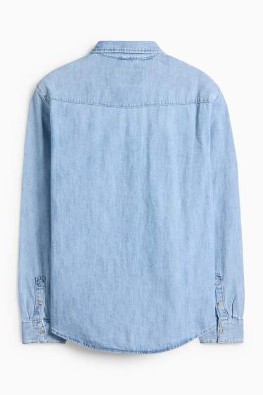 Bărbați - Cămașă din denim - regular fit - guler Kent - albastru