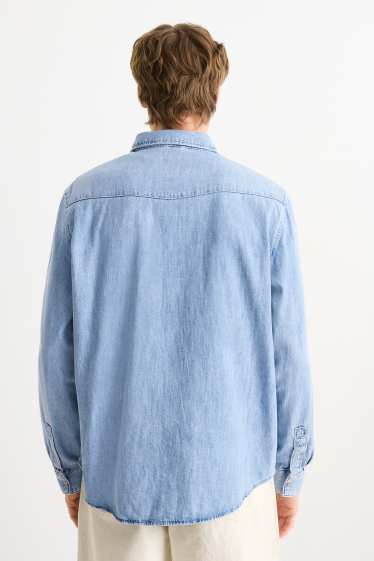 Bărbați - Cămașă din denim - regular fit - guler Kent - albastru