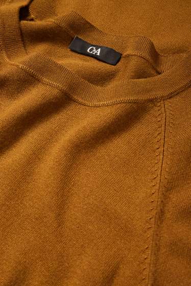 Dames - Gebreide jurk - straight fit - lichtbruin