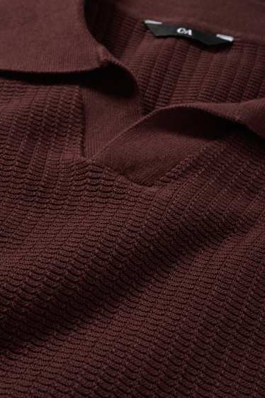 Hommes - Polo en maille - relaxed fit - texturé - bordeaux