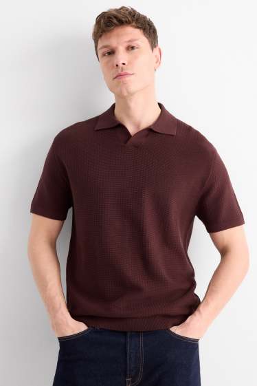 Hommes - Polo en maille - relaxed fit - texturé - bordeaux