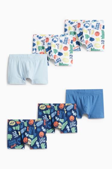 Children Boys - Multipack of 6 - alligator and skateboard - boxer shorts - blue