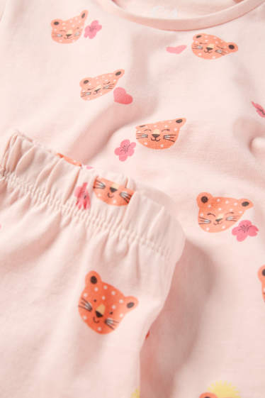 Kinderen: meisjes - Luipaard - shortama - 2-delig - roze