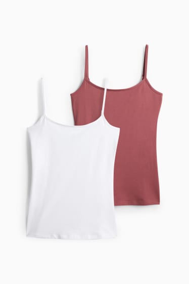 Dona - Paquet de 2 - samarreta de tirants - blanc / vermell fosc