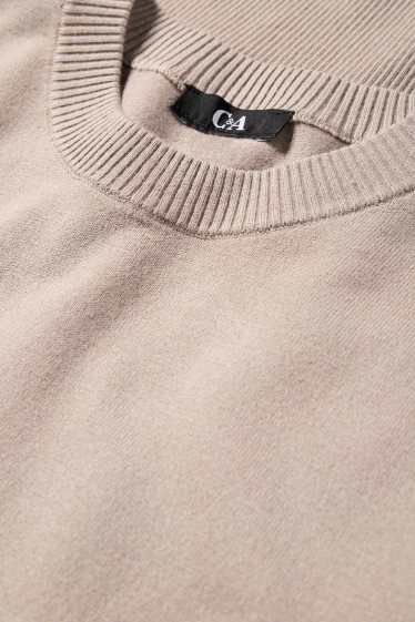 Femmes - Pull en maille - manches courtes - taupe