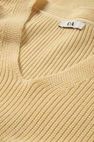 Damen - Strickpullover - kurzarm - gelb
