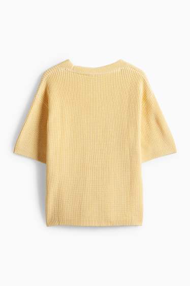 Damen - Strickpullover - kurzarm - gelb