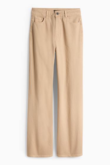 Femmes - Pantalon en toile - high waist - wide leg - taupe