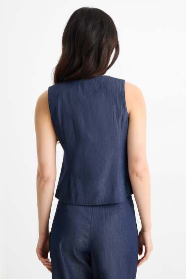 Donna - Gilet di jeans - sciancrato - blu scuro