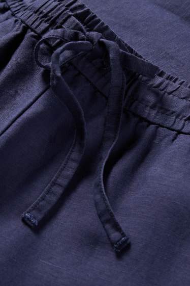 Women - Cloth trousers - mid-rise waist - tapered fit - linen blend - dark blue