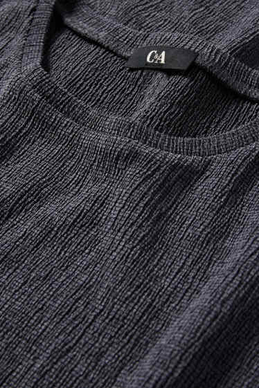 Damen - T-Shirt - Slim Fit - strukturiert - dunkelgrau