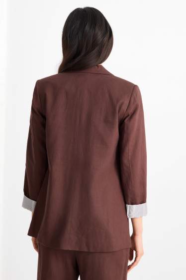 Femei - Blazer lung - regular fit - amestec de in - maro închis