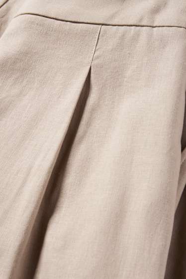 Dona - Pantalons formals - mid waist - regular fit - mescla de lli - beix