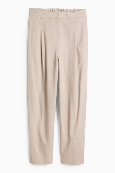 Dona - Pantalons formals - mid waist - regular fit - mescla de lli - beix