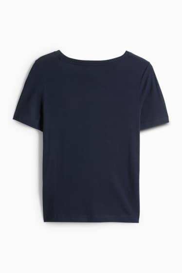 Dames - T-shirt met V-hals - regular fit - donkerblauw