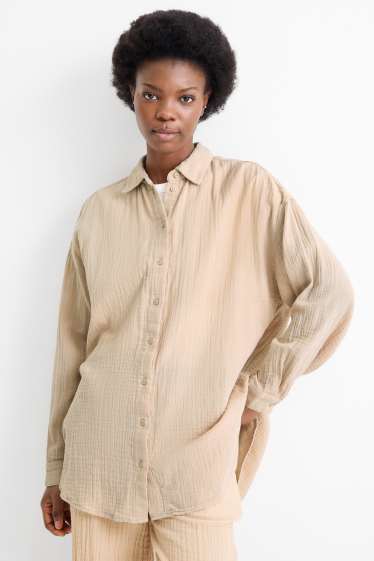 Damen - Musselin-Bluse - beige