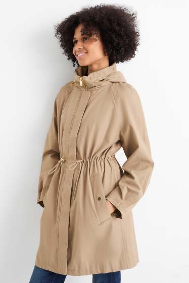 Women - Parka with hood - water-repellent - khaki