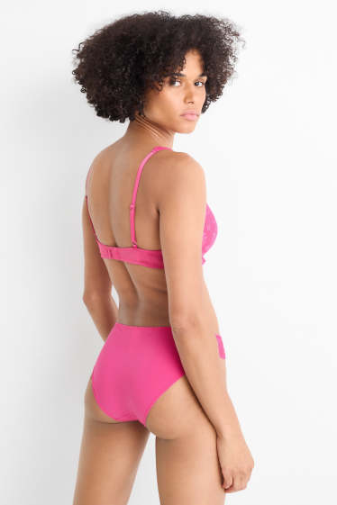 Dames - BH met beugels - PLUNGE - voorgevormd - fuchsiarood