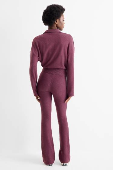 Dámské - Flared legíny - bordeaux