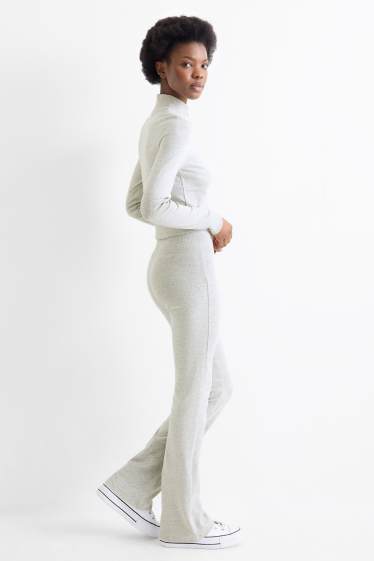 Damen - Flared Leggings - hellgrau-melange