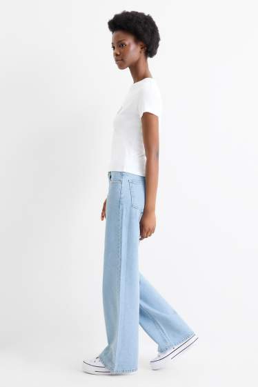 Femmes - Wide leg jean - low waist - jean bleu clair