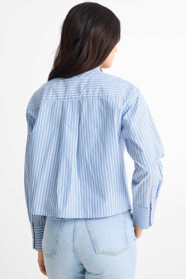 Dames - Hemdblouse - met strepen - wit / blauw